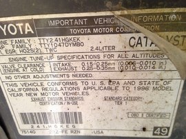 1996 TOYOTA TACOMA, GRAY, EXTD CAB, AT, 2WD, Z25938
